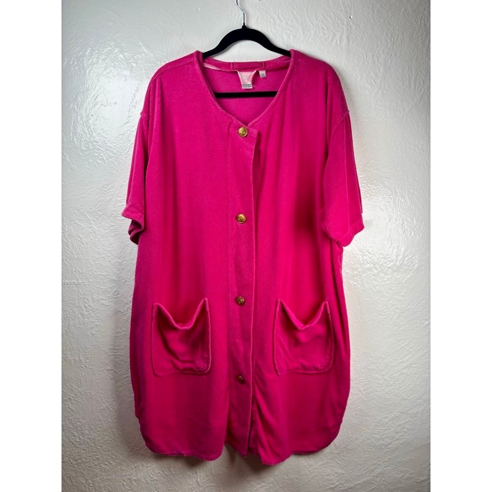 VTG Sears Just For Women Terry Robe Women 2X Pink House Coat Beach Coverup‎ Lake